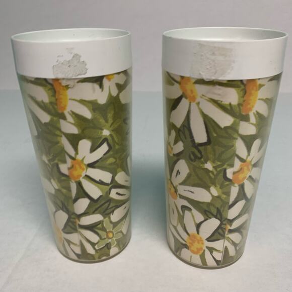 Thermo-Serv West Bend Vintage Floral Daisy Plastic Insulated Tumblers-Set of 2 - Picture 4 of 5